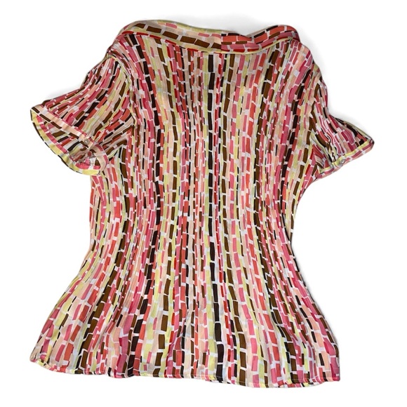 Worthington Rectangular Stripe Patterned Button Up Tie Front Blouse - Picture 2 of 5